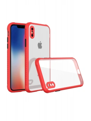 Newface iPhone XS Max Kılıf Miami Şeffaf Silikon - Kırmızı