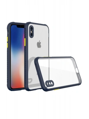 Newface iPhone XS Max Kılıf Miami Şeffaf Silikon - Lacivert
