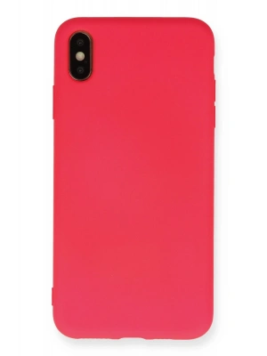 Newface iPhone XS Max Kılıf Nano içi Kadife Silikon - Koyu Pembe