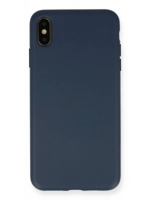 Newface iPhone XS Max Kılıf Nano içi Kadife Silikon - Lacivert