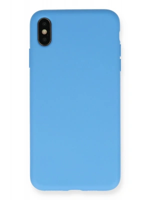 Newface iPhone XS Max Kılıf Nano içi Kadife Silikon - Mavi