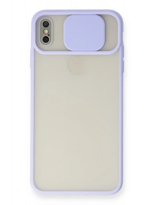 Newface iPhone XS Max Kılıf Palm Buzlu Kamera Sürgülü Silikon - Lila