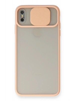 Newface iPhone XS Max Kılıf Palm Buzlu Kamera Sürgülü Silikon - Pembe