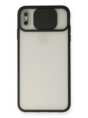 Newface iPhone XS Max Kılıf Palm Buzlu Kamera Sürgülü Silikon - Siyah