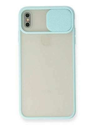 Newface iPhone XS Max Kılıf Palm Buzlu Kamera Sürgülü Silikon - Turkuaz