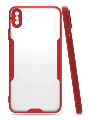 Newface iPhone XS Max Kılıf Platin Silikon - Kırmızı