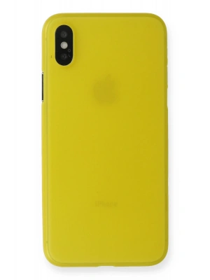 Newface iPhone XS Max Kılıf PP Ultra İnce Kapak - Sarı
