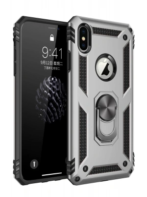 Newface iPhone XS Max Kılıf Sofya Yüzüklü Silikon Kapak - Gümüş