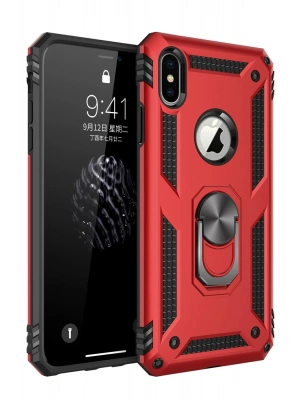 Newface iPhone XS Max Kılıf Sofya Yüzüklü Silikon Kapak - Kırmızı