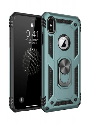 Newface iPhone XS Max Kılıf Sofya Yüzüklü Silikon Kapak - Yeşil