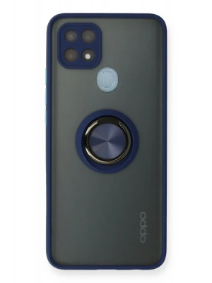 Newface Oppo A15 Kılıf Montreal Yüzüklü Silikon Kapak - Lacivert