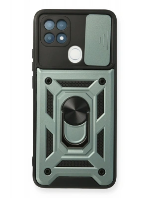 Newface Oppo A15 Kılıf Pars Lens Yüzüklü Silikon - Yeşil