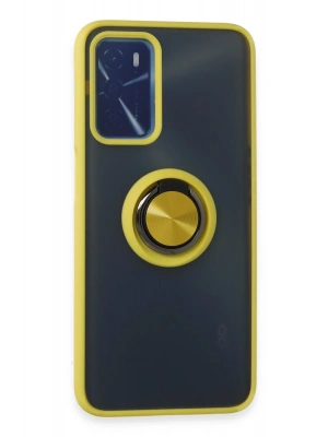 Newface Oppo A16 Kılıf Montreal Yüzüklü Silikon Kapak - Sarı