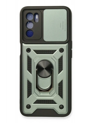 Newface Oppo A16 Kılıf Pars Lens Yüzüklü Silikon - Yeşil