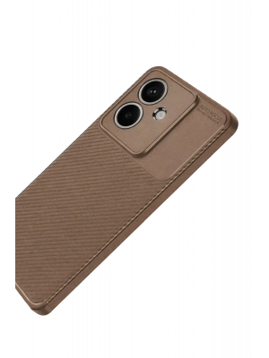 Newface Oppo A3 Kılıf Auto Focus Karbon Kapak - Kahverengi