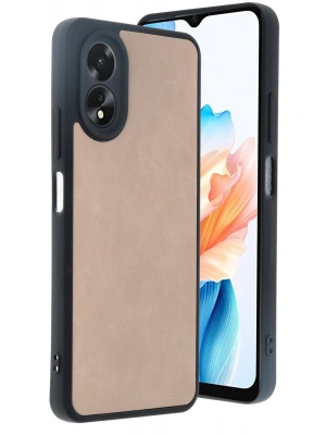 Newface Oppo A38 Kılıf Aras Deri Kapak - Pudra