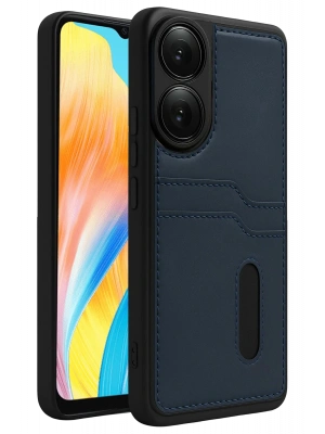 Newface Oppo A38 Sara Kartvizitli Deri Kılıf - Lacivert