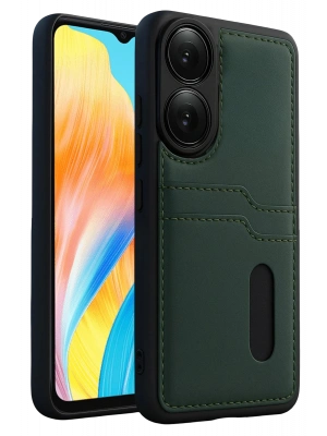 Newface Oppo A38 Sara Kartvizitli Deri Kılıf - Yeşil