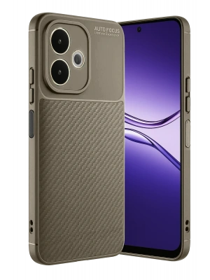 Newface Oppo A5 Pro 4G Kılıf Auto Focus Karbon Kapak - Kahverengi