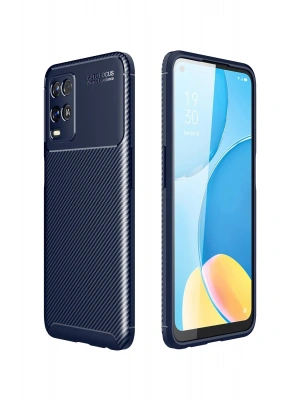 Newface Oppo A54 4G Kılıf Auto Focus Karbon Kapak - Lacivert