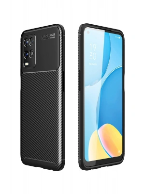 Newface Oppo A54 4G Kılıf Auto Focus Karbon Kapak - Siyah