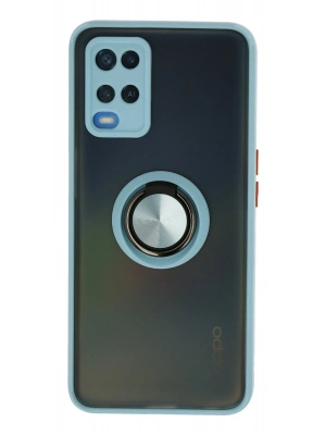 Newface Oppo A54 4G Kılıf Montreal Yüzüklü Silikon Kapak - Buz Mavi