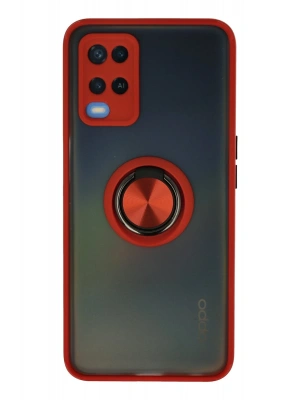 Newface Oppo A54 4G Kılıf Montreal Yüzüklü Silikon Kapak - Kırmızı