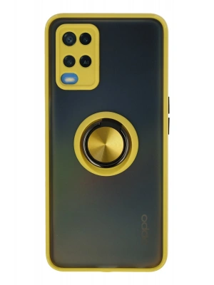 Newface Oppo A54 4G Kılıf Montreal Yüzüklü Silikon Kapak - Sarı