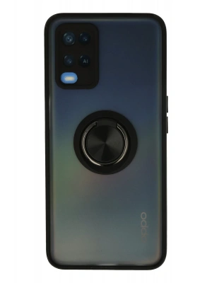 Newface Oppo A54 4G Kılıf Montreal Yüzüklü Silikon Kapak - Siyah