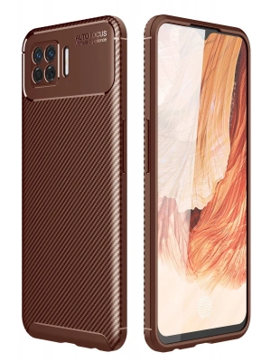 Newface Oppo A73 Kılıf Auto Focus Karbon Kapak - Kahverengi