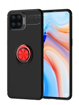 Newface Oppo A73 Kılıf Range Yüzüklü Silikon - Siyah-Kırmızı