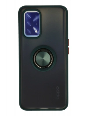 Newface Oppo A74 4G Kılıf Montreal Yüzüklü Silikon Kapak - Yeşil