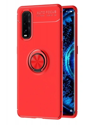 Newface Oppo Find X2 Kılıf Range Yüzüklü Silikon - Kırmızı