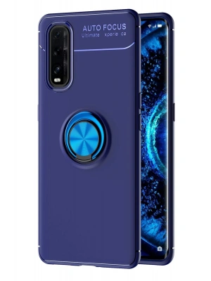 Newface Oppo Find X2 Kılıf Range Yüzüklü Silikon - Mavi