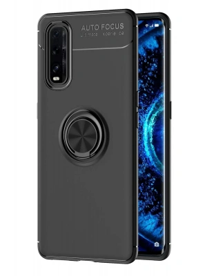 Newface Oppo Find X2 Kılıf Range Yüzüklü Silikon - Siyah