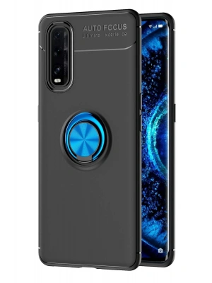 Newface Oppo Find X2 Kılıf Range Yüzüklü Silikon - Siyah-Mavi