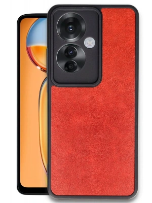 Newface Oppo Reno 11F Kılıf Aras Deri Kapak - Kırmızı