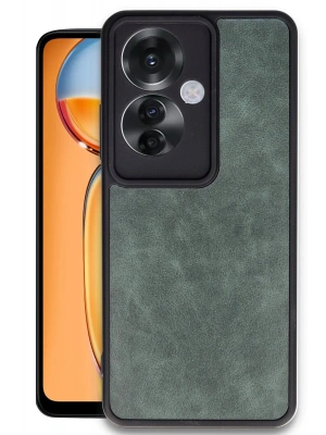 Newface Oppo Reno 11F Kılıf Aras Deri Kapak - Koyu Yeşil