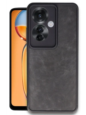 Newface Oppo Reno 11F Kılıf Aras Deri Kapak - Siyah