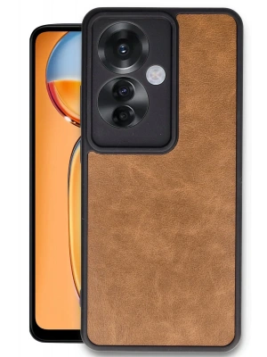 Newface Oppo Reno 11F Kılıf Aras Deri Kapak - Taba