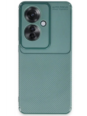 Newface Oppo Reno 11F Kılıf Auto Focus Karbon Kapak - Koyu Yeşil