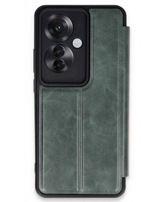 Newface Oppo Reno 11F Kılıf Flip Cover - Koyu Yeşil