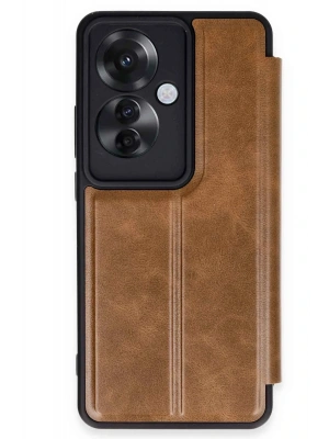 Newface Oppo Reno 11F Kılıf Flip Cover - Taba