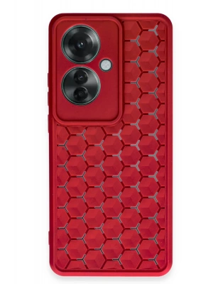 Newface Oppo Reno 11F Kılıf Petek Silikon Kapak - Kırmızı