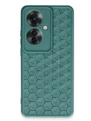 Newface Oppo Reno 11F Kılıf Petek Silikon Kapak - Koyu Yeşil