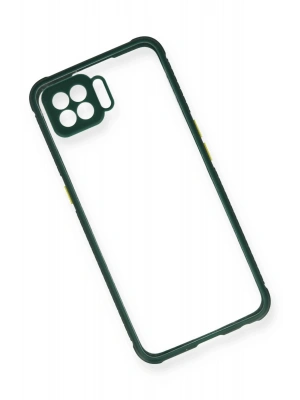 Newface Oppo Reno 4 Lite Kılıf Miami Şeffaf Silikon - Koyu Yeşil