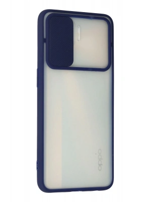 Newface Oppo Reno 4 Lite Kılıf Palm Buzlu Kamera Sürgülü Silikon - Lacivert