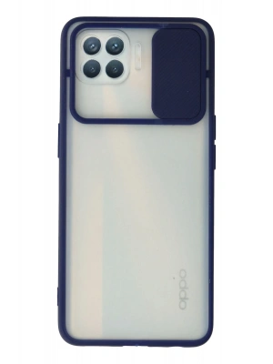 Newface Oppo Reno 4 Lite Kılıf Palm Buzlu Kamera Sürgülü Silikon - Lacivert