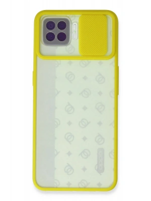 Newface Oppo Reno 4 Lite Kılıf Palm Buzlu Kamera Sürgülü Silikon - Sarı