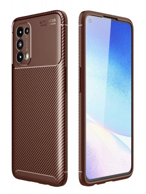 Newface Oppo Reno 5 Kılıf Auto Focus Karbon Kapak - Kahverengi